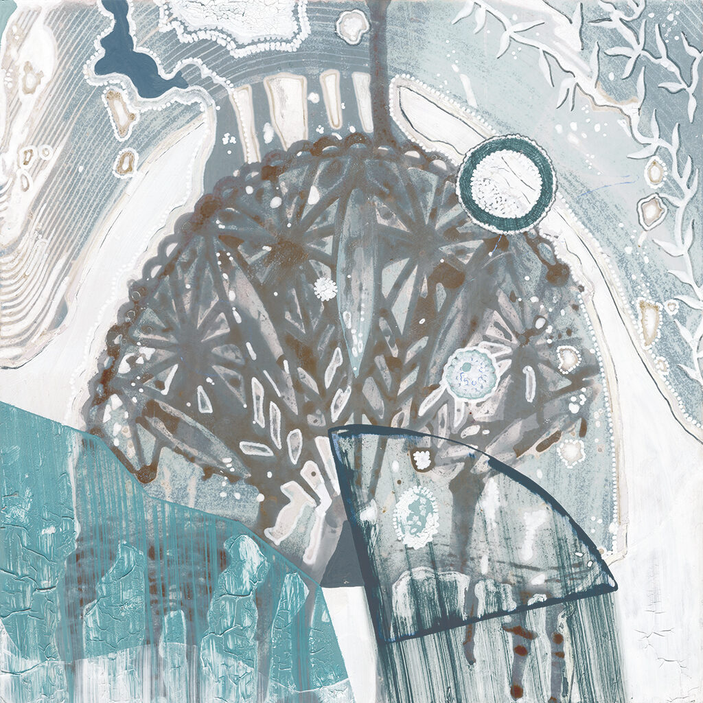 peinture contemporaine et chimigramme sur papier photo de l'artiste plasticienne et illustratrice Charlotte Guitard série Les Coquillages 2019