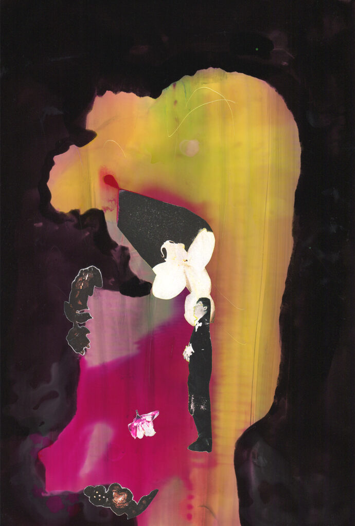 peinture contemporaine sur papier photo de l'artiste plasticienne et illustratrice Charlotte Guitard série Métamorphoses 2017