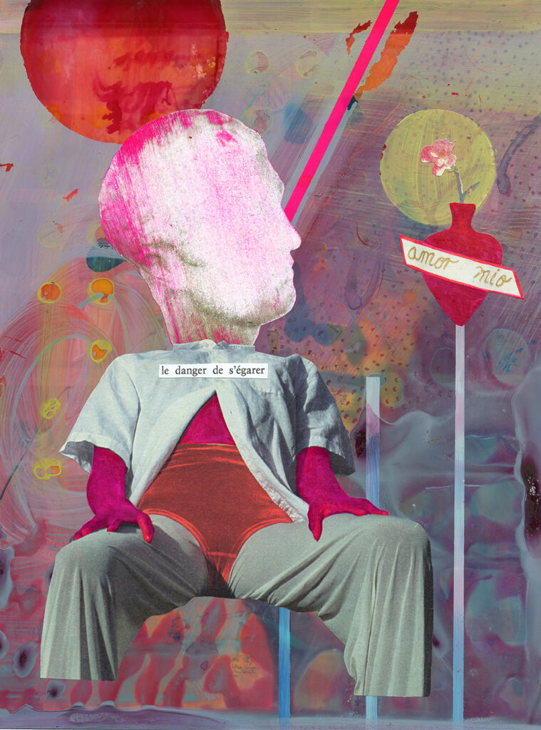 peinture contemporaine et collage sur papier photo de l'artiste Charlotte Guitard 2020