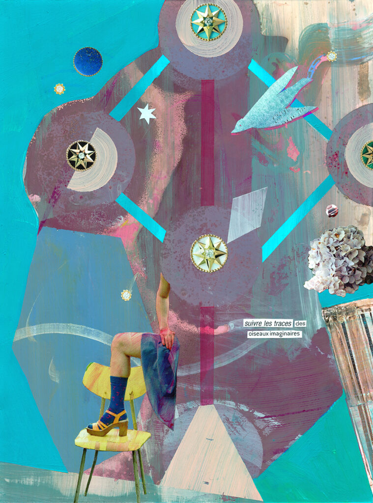 peinture contemporaine et collage sur papier photo fujifilm de l'artiste plasticienne et illustratrice Charlotte Guitard 2020