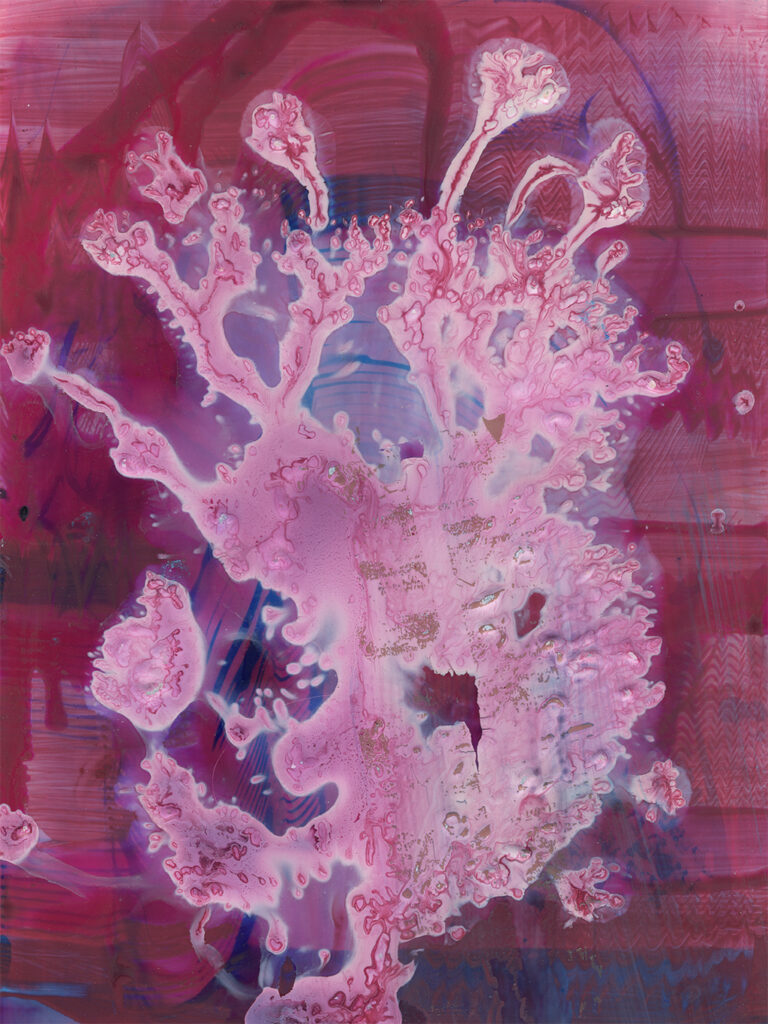 peinture abstraite contemporaine et chimigramme sur papier photo de l'artiste plasticienne Charlotte Guitard
