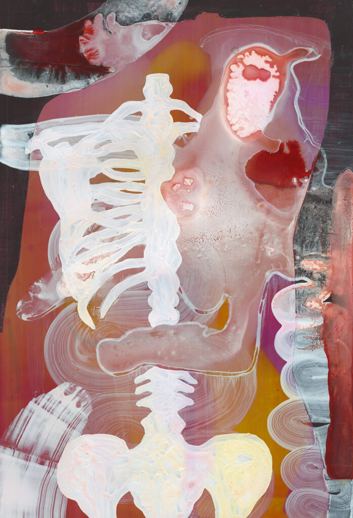 Thanatos, peinture contemporaine sur papier photo, Charlotte Guitard, 2020, contemporary art painting