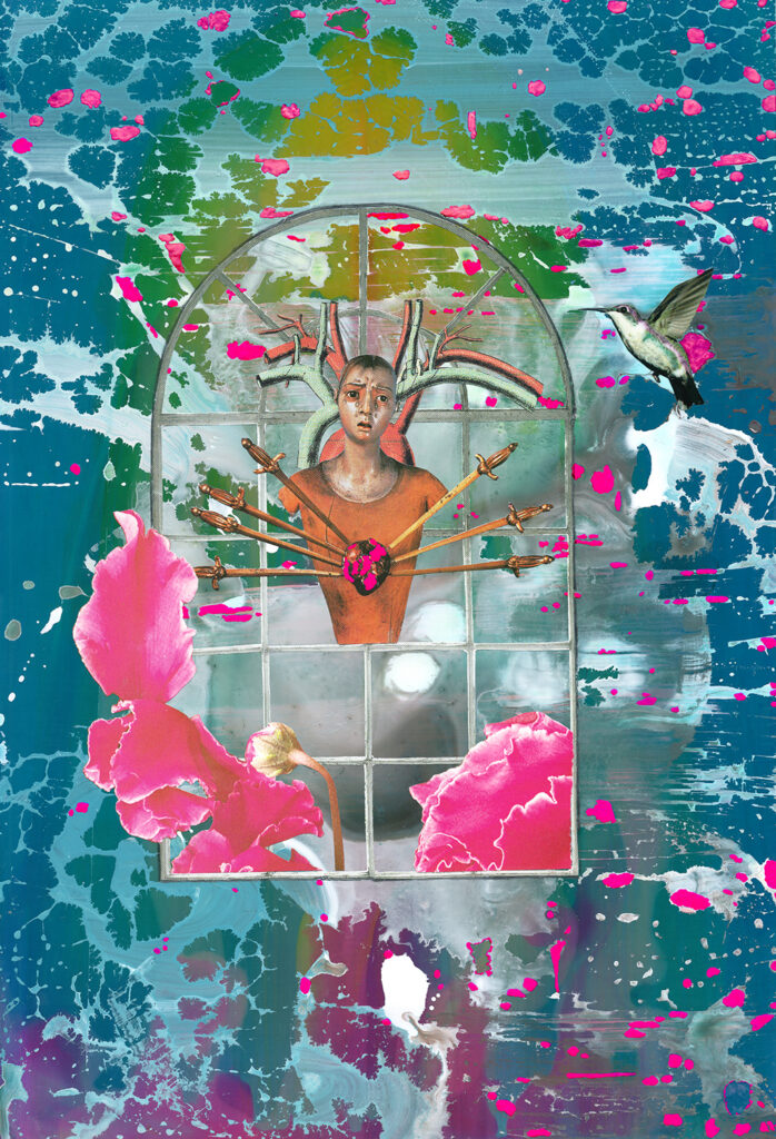 peinture contemporaine et collage sur papier photo fujifilm de l'artiste plasticienne et illustratrice Charlotte Guitard 2020