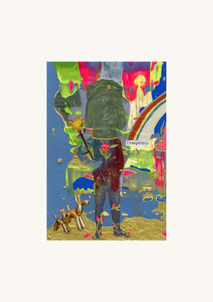 L'Empereur, peinture et collage sur photo, Charlotte Guitard, 2022, contemporary painting and collage on photograph, Charlotte Guitard